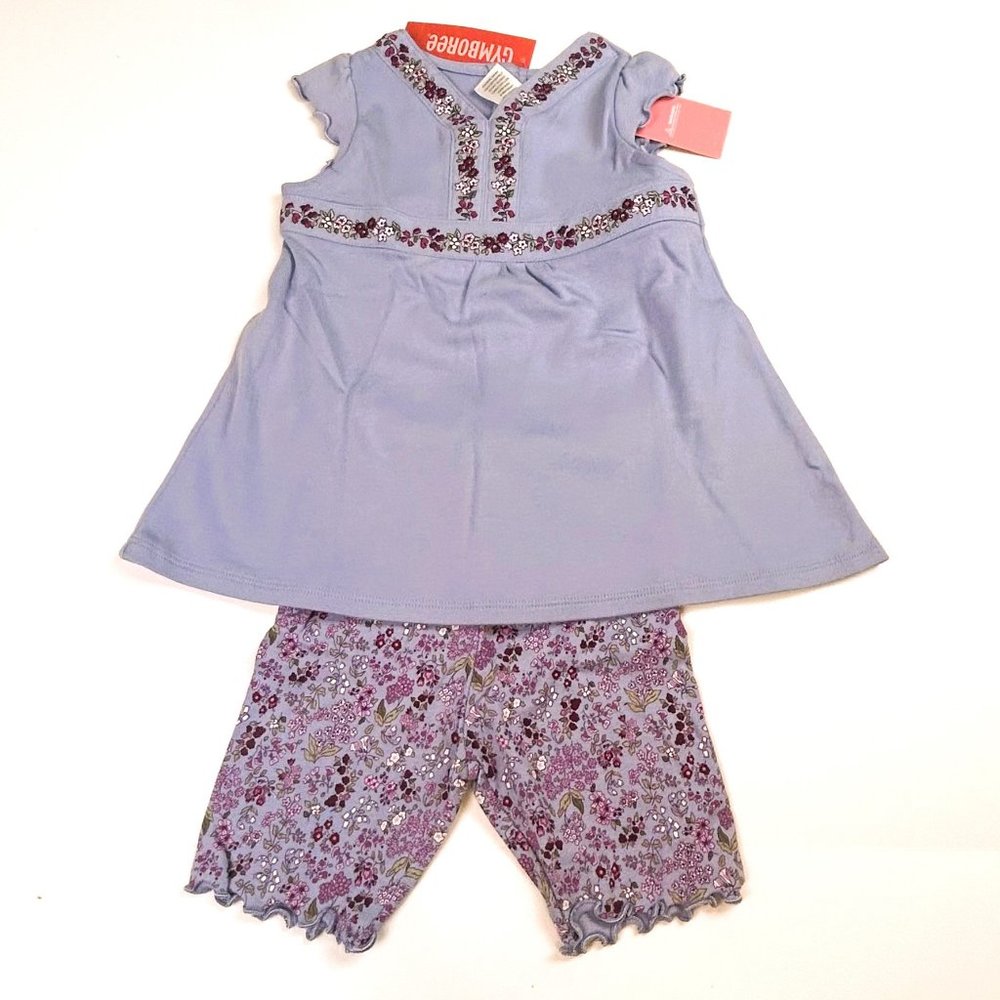 NWT Gymboree Girl Floral Print Bike Short & V-Neck A-Top Size 3